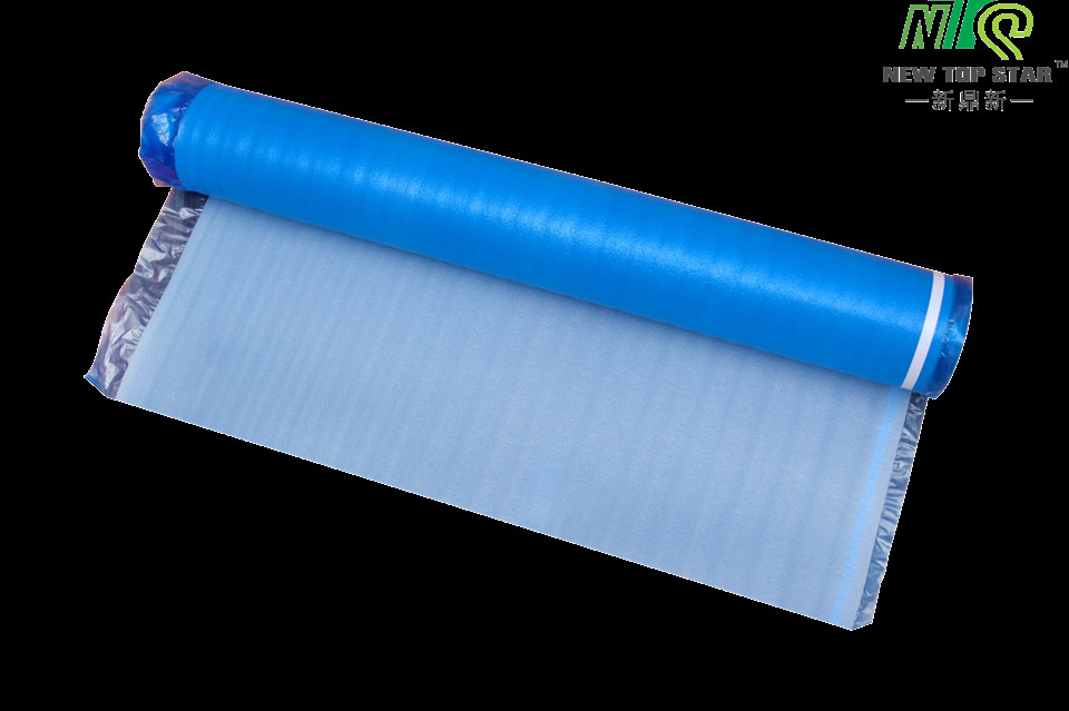 Vapor 3 In 1 Floor Underlayment , Laminate Flooring Blue Foam Underlayment With Overlap