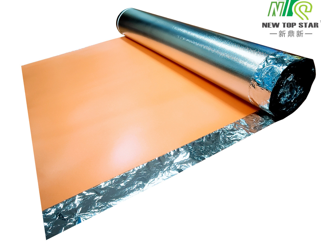 Orange Sound Proof Floor Underlayment 60kg/M3 , PE Film Heated Floor Underlayment