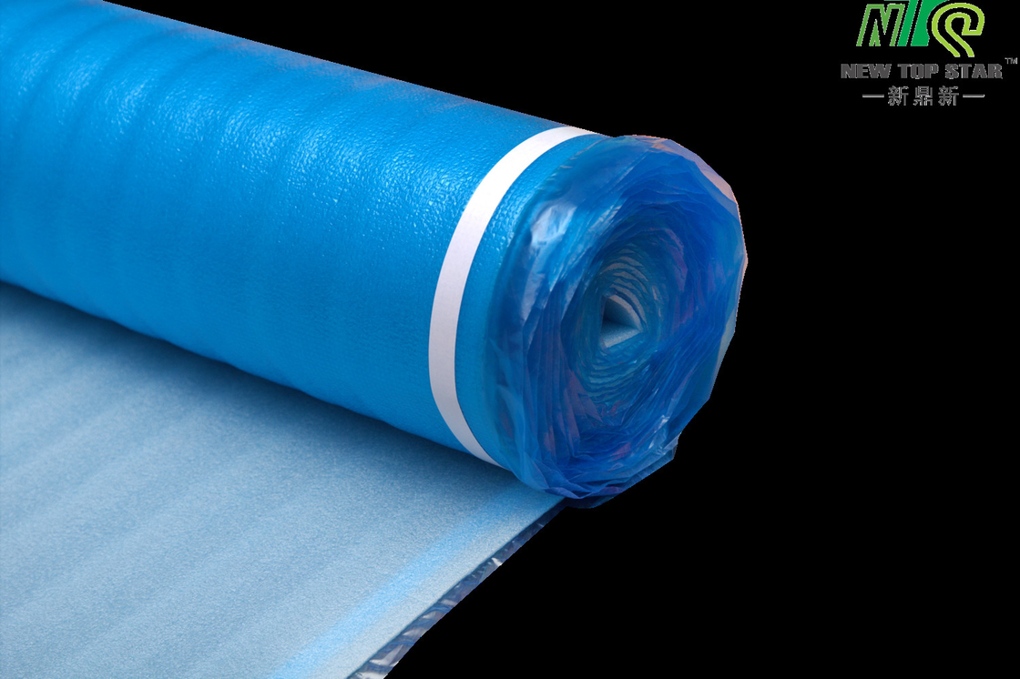 Vapor 3 In 1 Floor Underlayment , Laminate Flooring Blue Foam Underlayment With Overlap